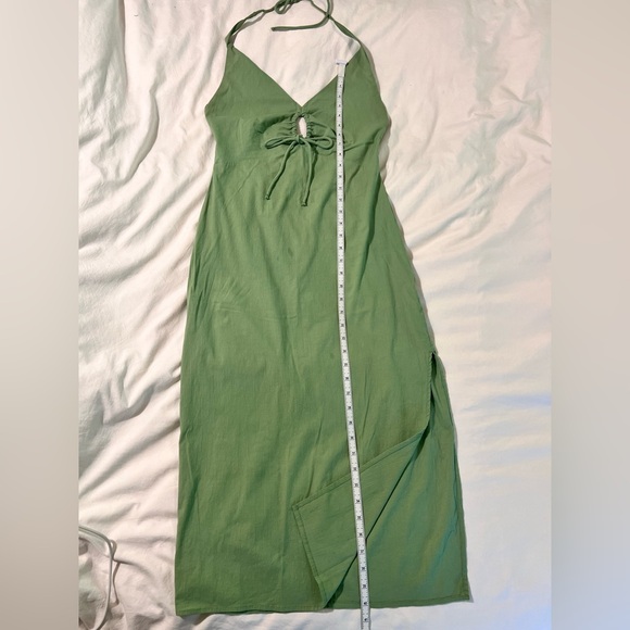 GUC A&F Halter Keyhole Midi dress size SMALL PETITE in light green - Picture 2 of 10